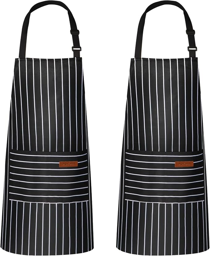 VALOME 2 Pack Kitchen Aprons, Apron for Cooking with 2 Pockets, Unisex Adjustable Neck Strap Chef Aprons for Men Women