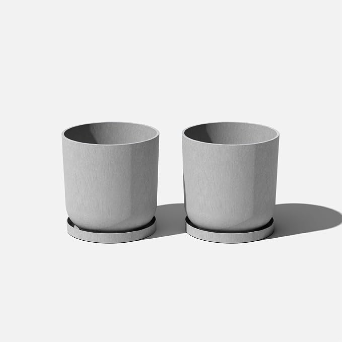 Veradek Mason Series Lima Planter - Round Planter for Indoor or Outdoor Porch/Garden | Made from Plastic-Stone Composite with Drainage Holes | Modern Décor for Succulents, Flowers, Small Plants