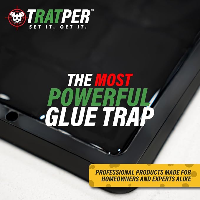 TRATPER Glue Traps for Mice,Rat,Mouse,Snake,Lizard,Insect. 10 Pack. Extra Strength,Pre-Baited Adhesive.Heavy Duty Plastic Tray.Non-Toxic,Chemical-Free Pest Control for Home. 10Pack