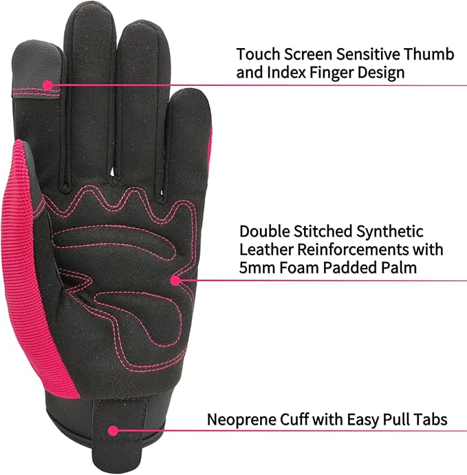 Gardening Gloves,Women Yard Work Garden Glove,Gifts | Thorn Proof,Puncture Resistant,Touchscreen,Gift,Leather,Spandex