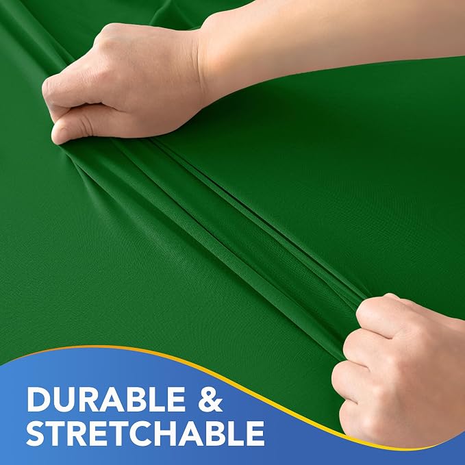 Fitted Tablecloth for 6 Foot Rectangle Tables-4 Pack Green Elastic Outdoor Picnic Table Cover-Spandex Stretch Christmas Table Cloths 6 ft for Camping Dining Room Patio Kitchen Banquet Party