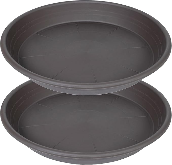 2 Pack of 16 inch Plant Saucer, Large Plant Tray, Heavy Sturdy Plant Drainage Tray for Indoors, Bird Bath Bowls, Sturdy 18 inch Plastic Pot Tray for Planter (Brown)