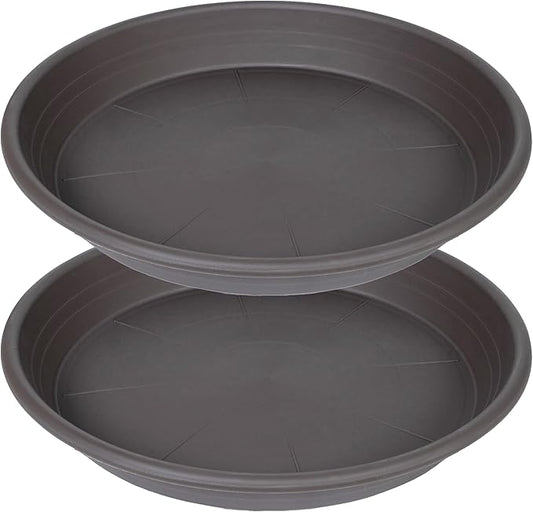2 Pack of 16 inch Plant Saucer, Large Plant Tray, Heavy Sturdy Plant Drainage Tray for Indoors, Bird Bath Bowls, Sturdy 18 inch Plastic Pot Tray for Planter (Brown)