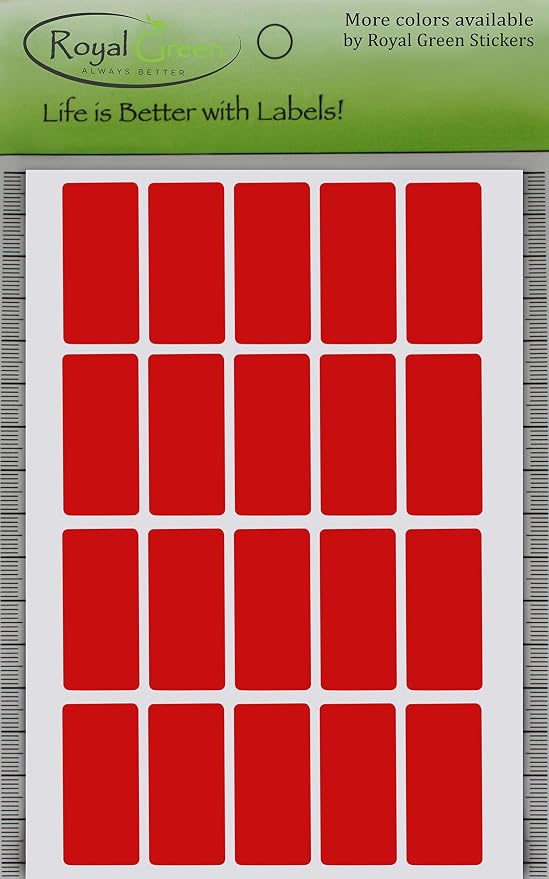 Royal Green Rectangular Red Sticker Labels 40mm x 19mm (1.57 inch x 0.75) - 2000 Pack