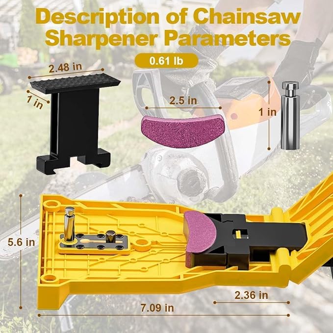 Chainsaw Sharpener with Grinding Stones, Portable Chain Sharpener Tool for 12''-22'', Universal Chainsaw Sharpening Kit for Fast & Easy Chain Blade Sharpening
