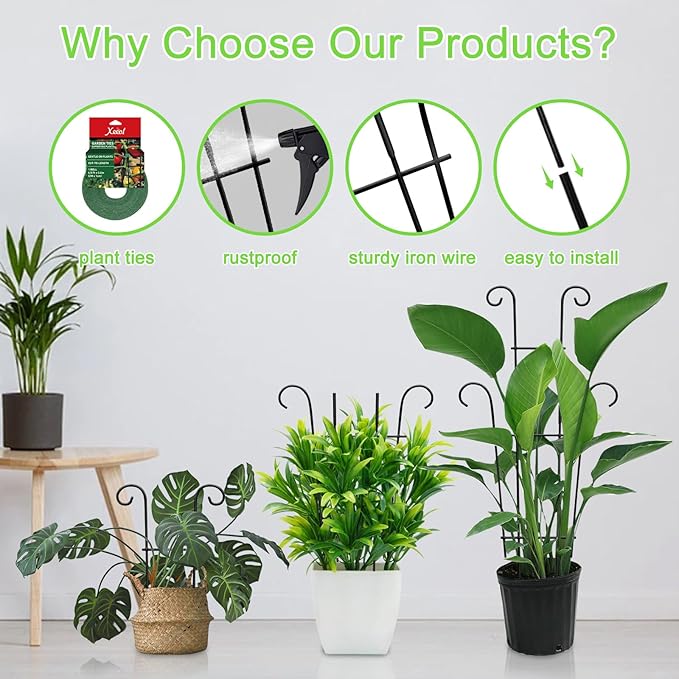 Plant Trellis for Potted Plants 2p, Larger 23in Garden Trellis for Climbing Plants Indoor Outdoor, Rustproof House Plant Support Stakes for Pothos Hoya Ivy Flower