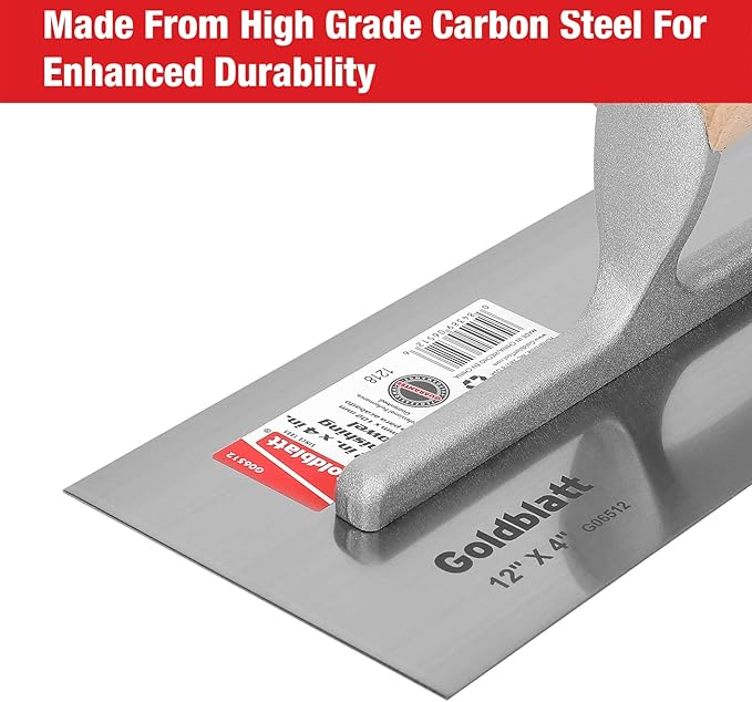 Goldblatt 3 Pieces Drywall Trowel, Carbon Steel Finishing Masonry Trowel Set Includes 14'' x 4'', 12'' x 4'', 8'' x 3'', Lightweight Wood Handle, Plastering Trowel for Sheetrock Wallboard Plasterboard