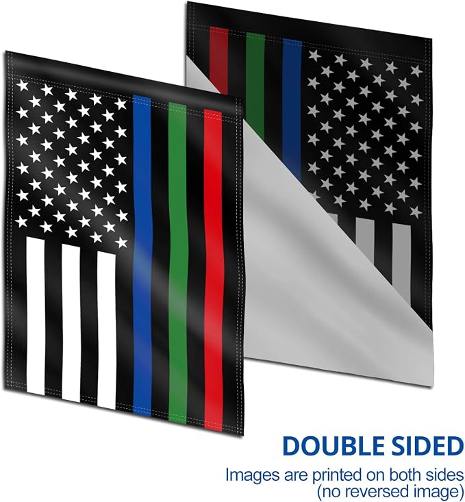 Anley Double Sided Premium Garden Flag, Thin Blue Green and Red Line US National Garden Flags - Weather Proof & Double Stitched - 18 x 12.5 Inch
