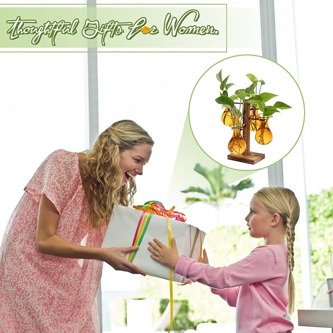 Plants Propagation Stations Bulb Glass Propagation Birthday Gift for Women Garden Plant Lovers - 4 Bulb