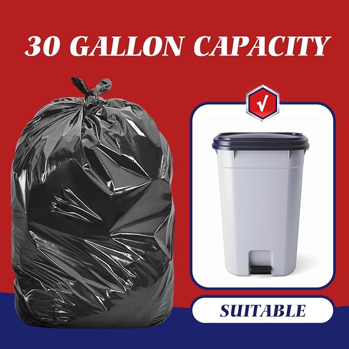 Teivio Black Large Trash Bags 20-25 Gallon 200 Count | Large Multipurpose | Fit 15,16,18,20,21 gallon Garbage Bin Liner | Kitchen | Lawn And Leaf Bags Outdoor Yard Waste Bag | Workshops Trash