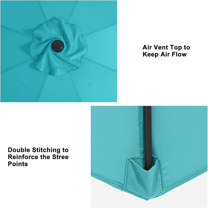 MASTERCANOPY Patio Umbrella 10 ft Replacement Canopy for 8 Ribs-Turquoise Canopy Only