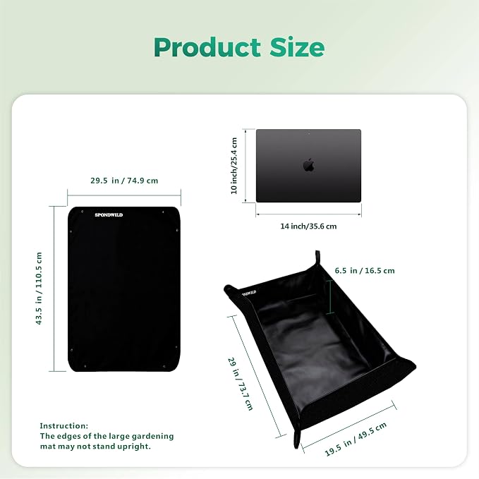 Plant Transplanting Mat - Thickened Waterproof Potting Mat, Succulent Gardening Mat, Portable Repotting Mat for Mess Control, Indoor Outdoor Usage, PVC-Black 43.5"x29.5"