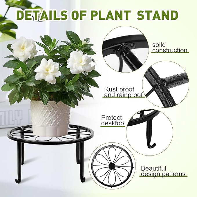 ESRICH 10 Pack Plant Stand, Metal Plant Stands for Outdoor Indoor Plants, Heavy Duty Plant Stands for Multiple Plant, Anti-Rust Iron Plant Pot Shelffor Planter, Potted Plant Holder for Garden Home
