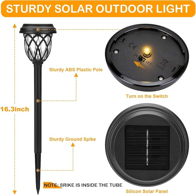 Solar Lights Outdoor 12 Pack Solar Garden Lights Waterproof IP65 Solar Landscape Lights Solar Pathway Lights for Patio, Yard, Driveway Decoration (Warm White