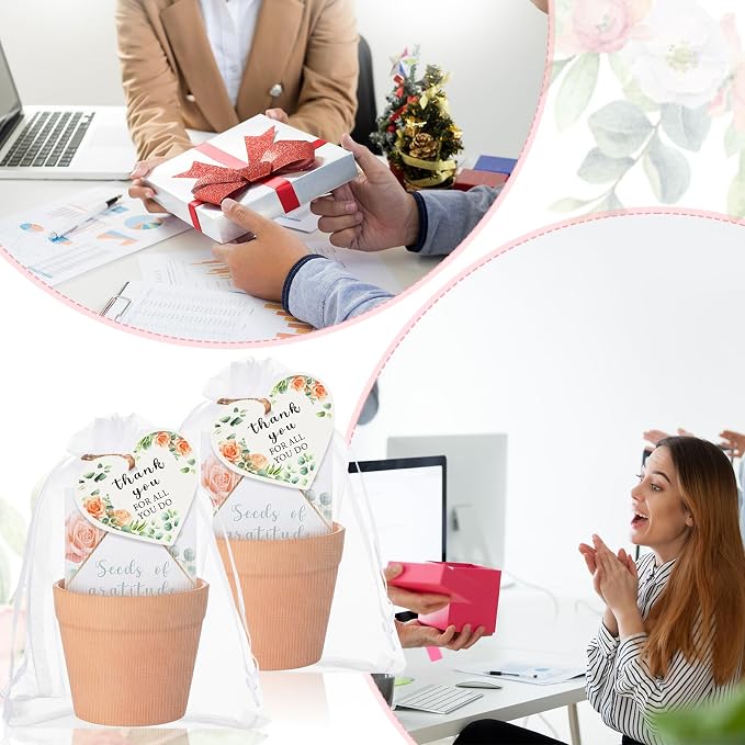 Ctosree 24 Sets Teacher Appreciation Gifts Thank You for All You Do Seed Packets Include Seed Packets Flowerpot Thanks Tags Organza Bags for Coworker Employee Nurse Staff Appreciation Gifts