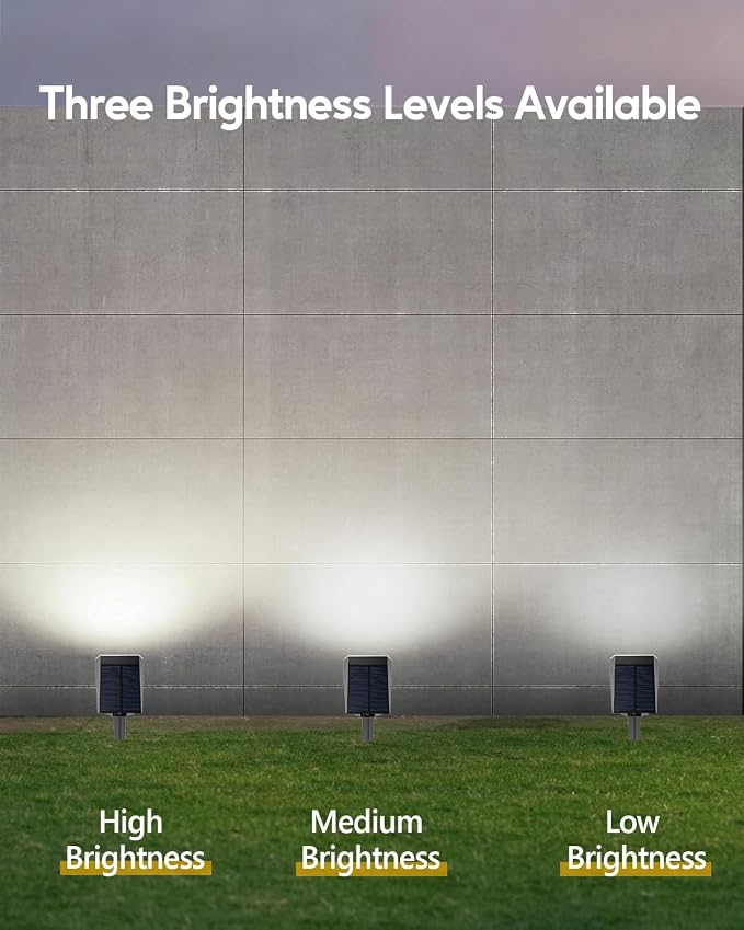 HIBOITEC Solar Spot Lights Outdoor 59LED 3 Lighting Modes Landscape Lights Solar Powered Uplights Waterproof Adjustable Brightness Dusk to Dawn for Outside Garden Yard Trees 6 Packs Cool White