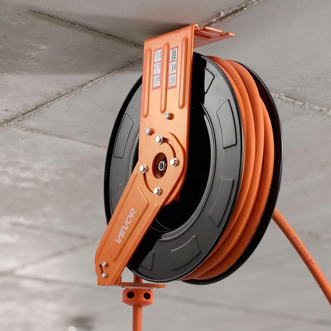 VEVOR Retractable Air Hose Reel, 1/2 Inch x 50 FT Rubber Air Hose Max 300PSI, Auto Rewind Air-Compressor Hoses Reel with 5 ft Lead in, Ceiling/Wall Mount for Garage Workshops