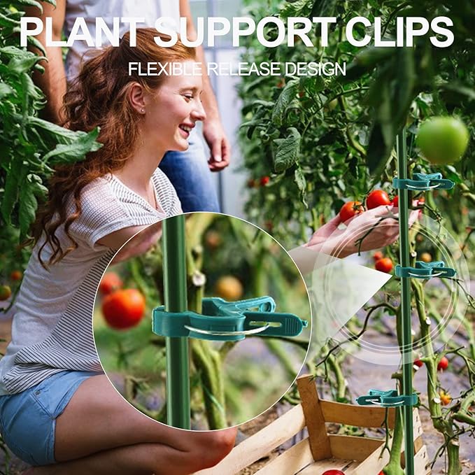 Yinghezu 120 Pcs Plant Support Clips,Flower and Vine,Garden Tomato Plant Support Clips for Supporting Stems,Vines Grow Upright Climbing,Tool for Straightening,Tomato Cage,Trellis. 2 Sizes in one Pack