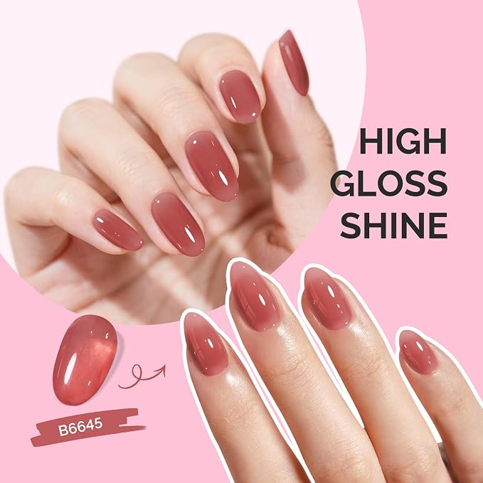 MelodySusie Jeweliver Jelly Gel Nail Polish, 0.5Fl.oz Rose Nude Pink Gel Polish Soak Off UV LED Light Cure Gift for Women Manicure Nail Art DIY at Home B6645