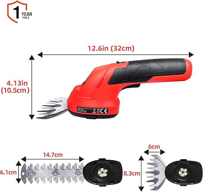 Cordless Grass Shear & Shrubbery Trimmer 2 in 1 Handheld Electric Grass Trimmer Hedge Shears/Grass Cutter