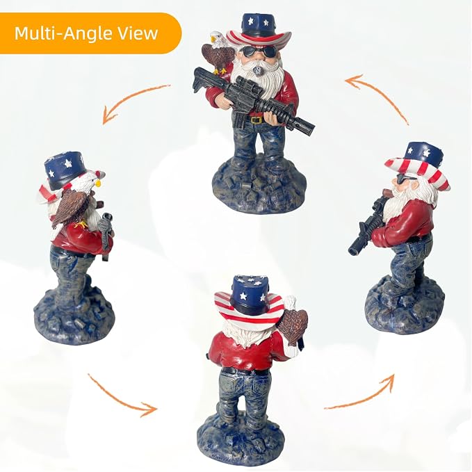 Patriotic Gnomes, Military gnome,gnome,4th of July/Army/Armed Gnomes Fighting, for Men,USA, Military Gifts,Veteran Gifts,Desk Decor for Men,Mens Office Decor 003