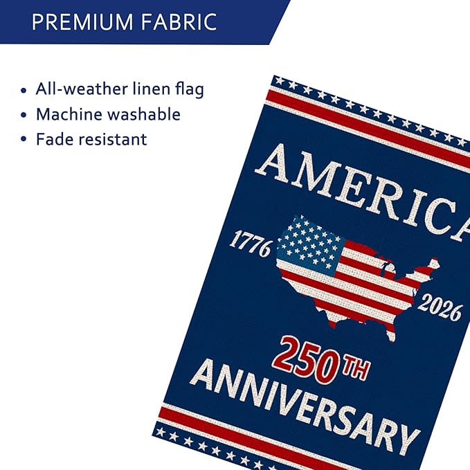 250 Anniversary Usa Garden Flags for Outside, 250 Anniversary USA Flag 1776-2026 Yard Sign 4th of July Decorations Patriotic Freedom Banner Double-Sided Waterproof Flag House Flag 28x40 Inch 250 Year American Flag