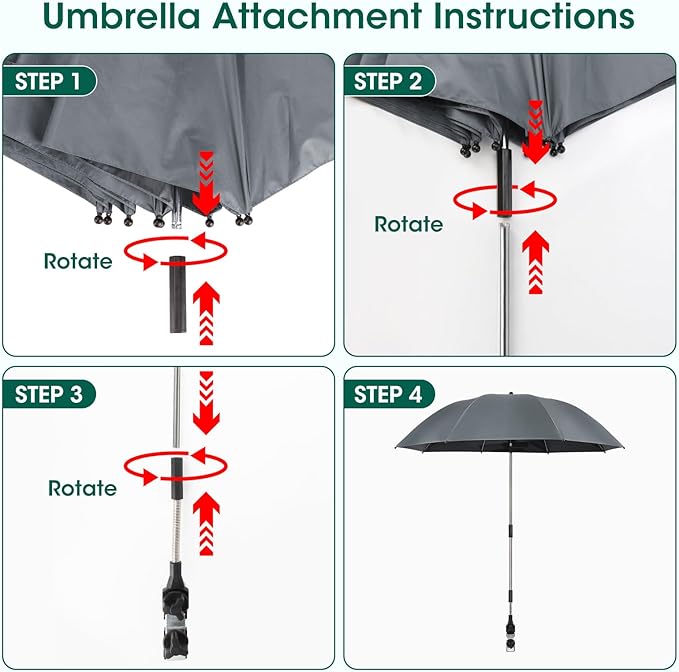 OAOA innovation 2-in-1 Garden Kneeler with Umbrella, Kneeling Bench & Grey Umbrella, Portable Stool 330lb Capacity, Garden Tools Bag with Bottle Holder, Gardening Gift for Men Women Seniors