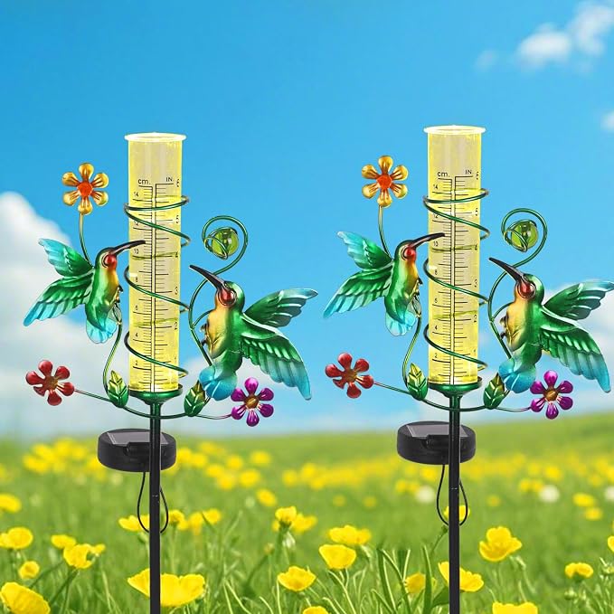 Hummingbird Rain Gauge Outdoor for Measuring Precipitation, Accurate Rain Gauges Outdoors Best Rated Unbreakable for Yard Garden Decoration