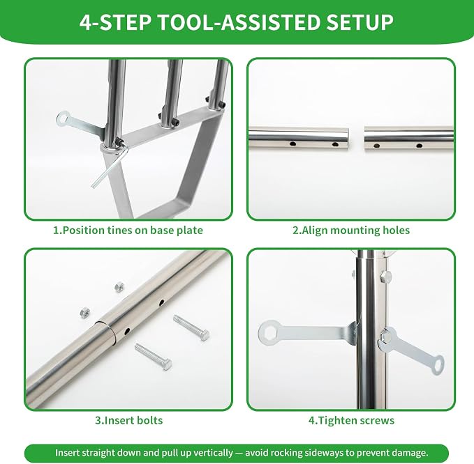 Lawn Aerator Tool - Manual Core Aerator with 3 Hollow Tines, Stainless Steel Soil Aeration Tool for Compacted Lawn & Yard | Semi-Assembled Grass Aerator