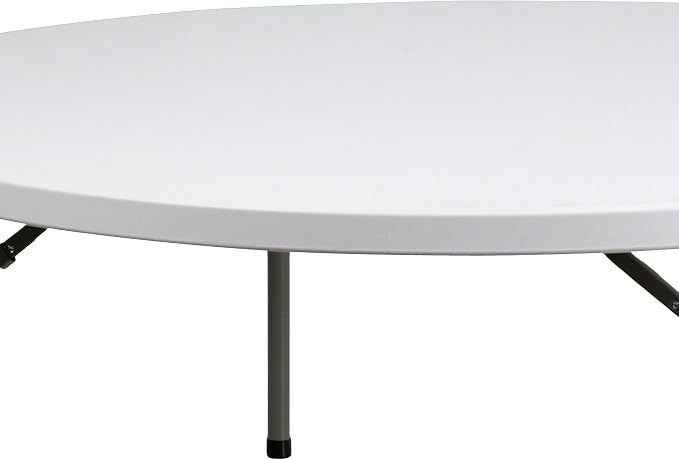 Flash Furniture Elon 6' Round All-Occasion Plastic Folding Event Table, Foldable Portable Banquet Table for Indoor/Outdoor Events, White