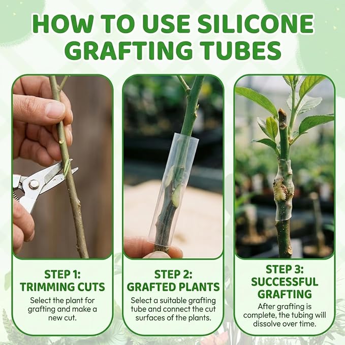200Pcs Grafting Tape for Fruit Trees, Silicone Grafting Sleeves for Plant Grafting, Tree Grafting Supplies with 3-7.5mm Diameter , Professional Grafting Protection Tubes for Orchard and Garden Use