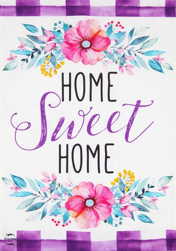 Floral Home Sweet Home Spring Burlap Garden Flag 12.5" x 18" Briarwood Lane