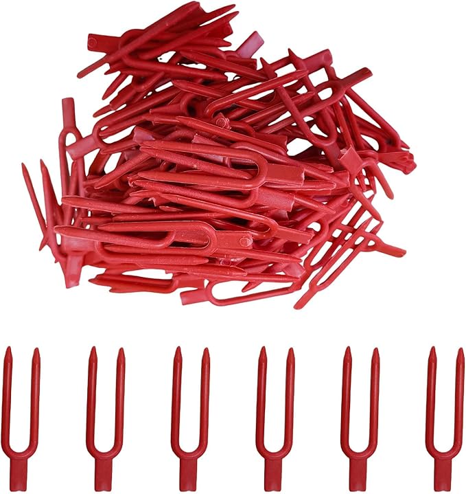 200PCS Plant Pins Set – Strawberry Plant Support, Reusable Plastic Stolon Fastener, Vines Clamps, Garden Fork & Watermelon Fork for Farming, Gardening & Vine Securing