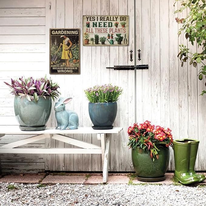 Vintage Garden Sign – 'Yes I Really Do Need All These Plants' | 12x8″ Funny Metal Garden Decor for Outside, Gardening Gifts for Women & Mom, Plant Lover Gifts, 2684