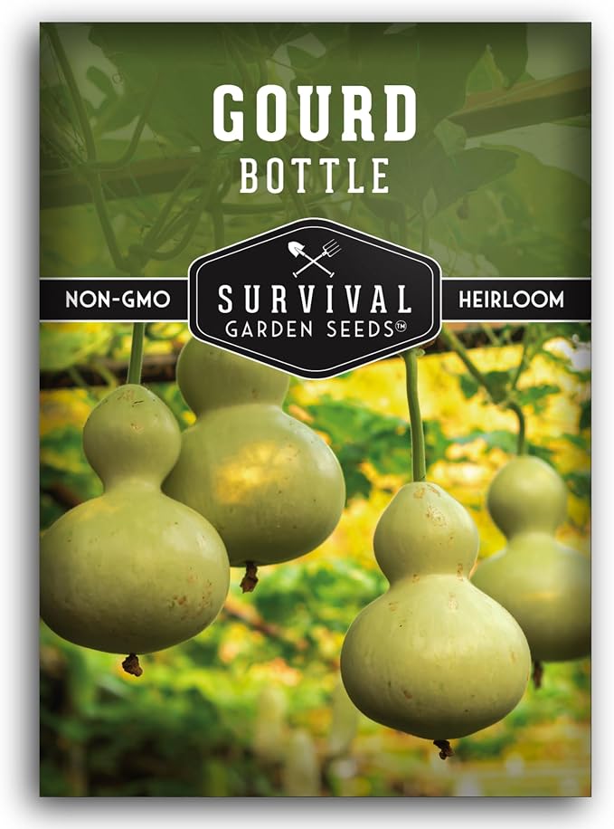 Bottle Gourd Seeds for Planting - Heirloom Calabash Birdhouse Gourds for Gardening, Crafts, Trellises & Edible Young Harvests - Survival Garden Seeds (1 Pack)