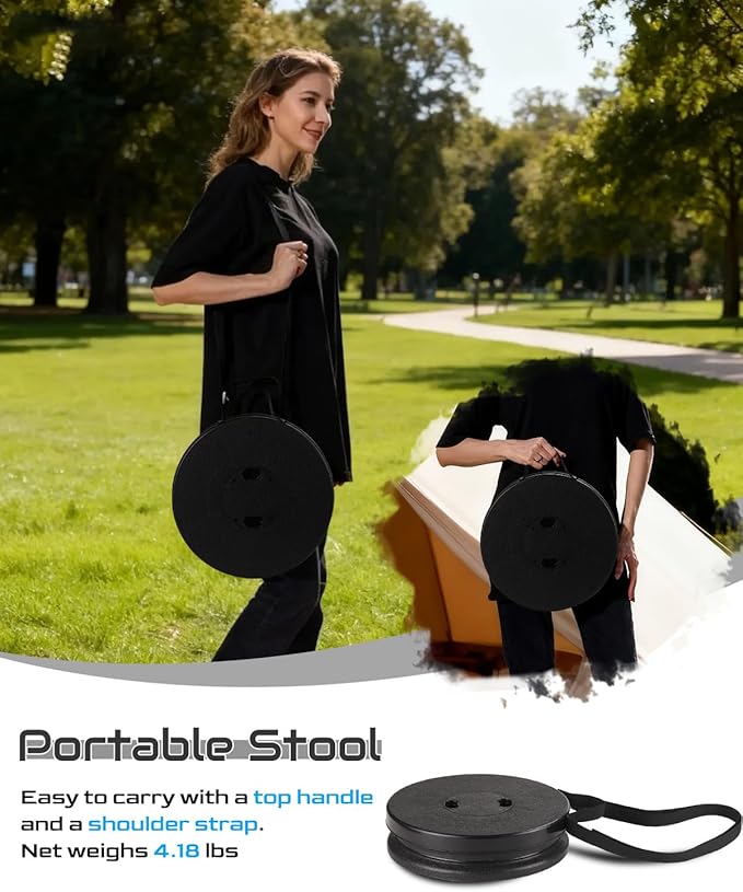 Spisces 2026 Heavy Duty XXL Collapsible Stool | 1000lbs Capacity, 20-in Taller & 13-in Wider Foldable Retractable Telescoping Stool for Adults, Oversized Camping, Fishing, Concert, Event, Stadium