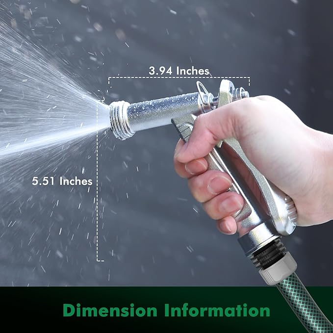 RESTMO 100% Metal Garden Hose Nozzle 2 Pack, 5X Lifespan Rust-Proof Chrome Plated, Heavy Duty Zinc Alloy Pistol Grip with Threaded Front, High Pressure Hose Sprayer for Car Washing, Plant Watering