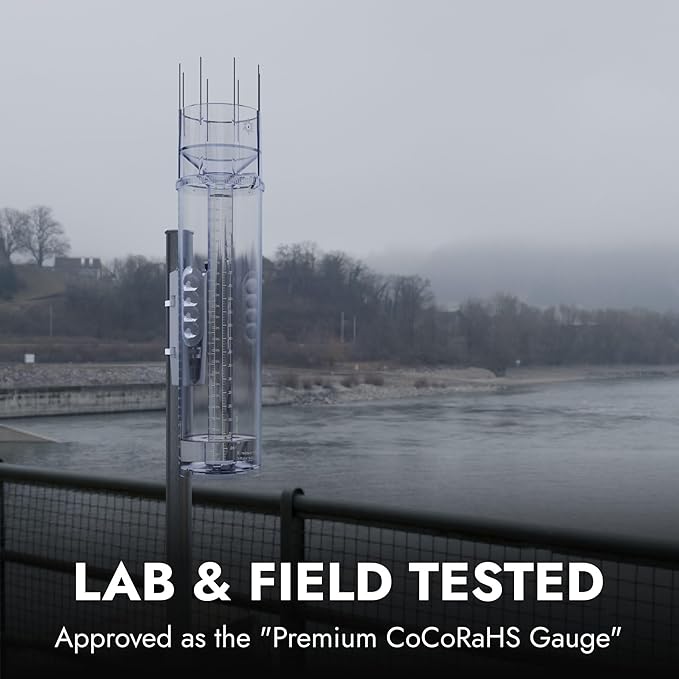 Official Tropo Rain Gauge & Snow Gauge, Certified Premium High-capacity CoCoRaHS Gauge, Freeze-resistant All-weather Durability, Professional Grade Accuracy & Precision, Easy-to-use, Dual Units