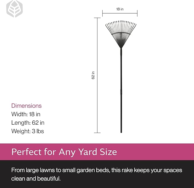 Yard Butler ILT-20 World’s Greatest Rake Garden Rake for Lawncare - Convenient Garden Cleaning Accessory - Lightweight Wooden Handle - Steel Tines - Easy to Maneuver