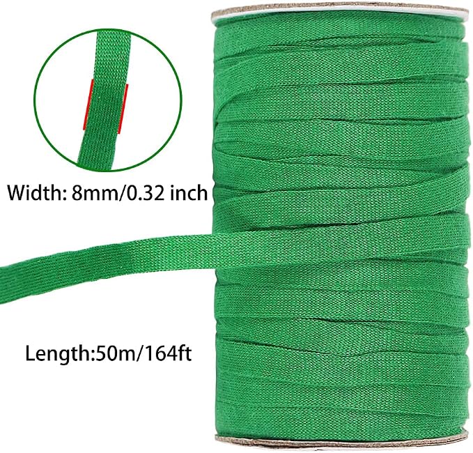 Plant Ties, 164 Feet 8mm Green Garden Twine Soft Garden String Stretchy Tree Supports Biodegradable for Tomato Plants, Climbing Roses and Vines Organizing