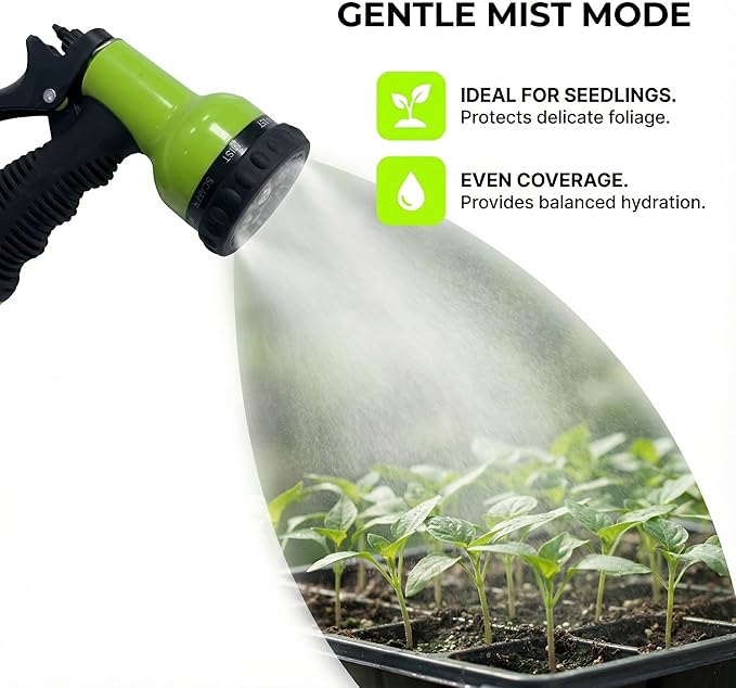 Garden Hose Nozzle Sprayer-This High Heavy-Duty Spray Nozzle Offer 9 Watering Patterns for Watering Plants,Lawns &Gardens,Washing Cars,Household Cleaning and Showering Pets (Green-dark)