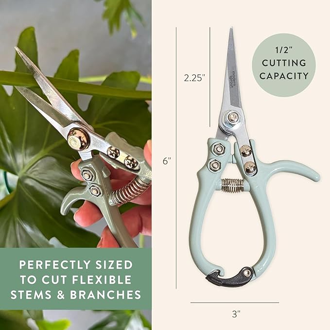 Modern Sprout Pruning Shears - Herb Snipping Scissors- Lightweight Gardening Tools W/Easy Lock - Flower Cutter Garden Shears - Gift for Father's Day -Carbon Steel Blade+Reusable Holster(Multi,12 Pcs)