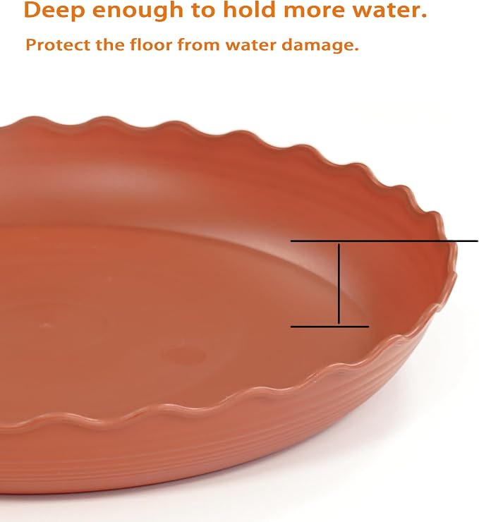2 Pack of 20 inch Plant Saucer Plant Tray, Plastic Plant Saucer, Heavy Duty Plant Tray for Pots, Plant Saucers for Indoors Planter, Garden Water Plate Bowls (Terracotta)