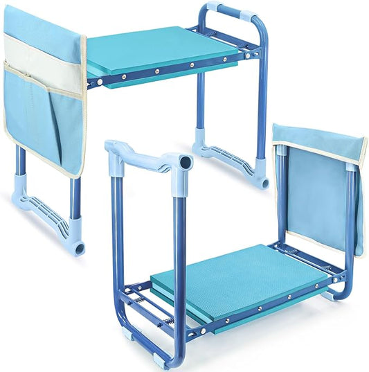 Folding Garden Stool and Kneeler, Heavy Duty Garden Kneeler and Seat, Kneeling Device for Gardening, Gardeners and Seniors (Blue)