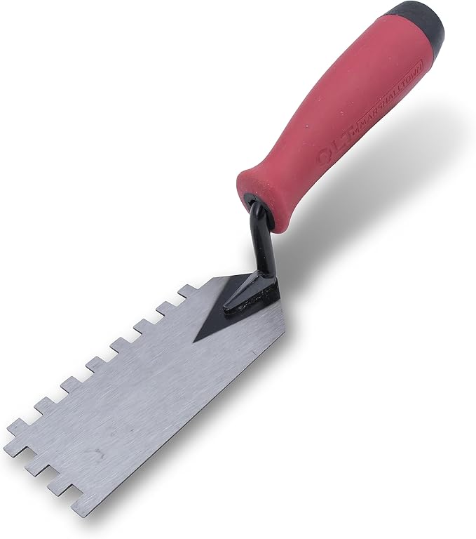 MARSHALLTOWN QLT Notched Margin Trowel, 1/4 Squre Notches for Flooring and Tiling, Soft Grip Handle, MT71