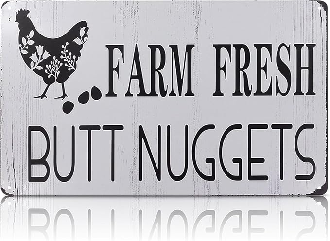 Metal Funny Chicken Coop Signs for Outside 8x12" – Rustic Tin Farm House Kitchen Decorations - Farmhouse Wall Art and Vintage Chicken Decor for Kitchen, Garden, Porch, Barn, Backyard, or Country Home