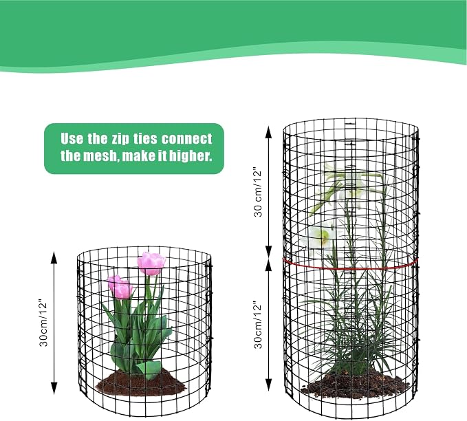 Eunika 18 Pcs Round Plant Protector from Animals, 6 Pack 12" x 12" Metal Mesh to Keep Animals Out Wire Plant Protectors for Rabbits Chicken Bunny Barricades for Garden Vegetable Flowers Protection