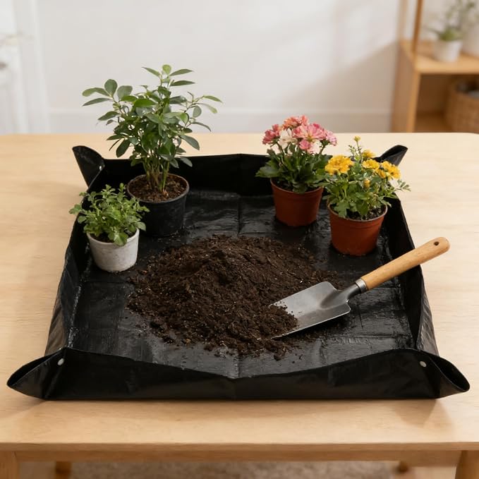 39inch x 39inch Potting Mat Impermeable Repotting Pad for Indoor Gardening Foldable Transplant Tray Easy to Clean Portable Plant Care Tool
