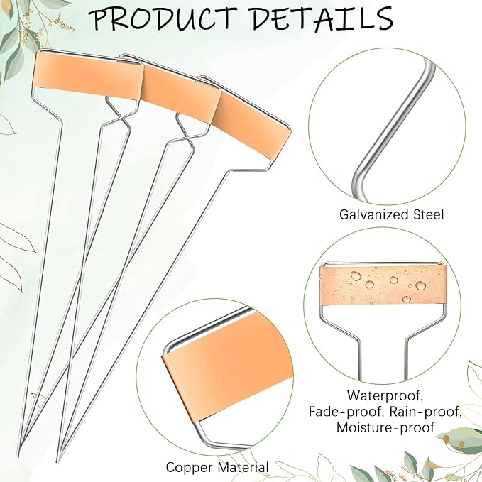 Moxweyeni 60 Pcs Metal Garden Tags Plant Labels for Garden Waterproof Plant Markers with 2 Permanent Pen Planting Nursery Tags Reusable Labels Stake for Plants (Copper,10 Inch)