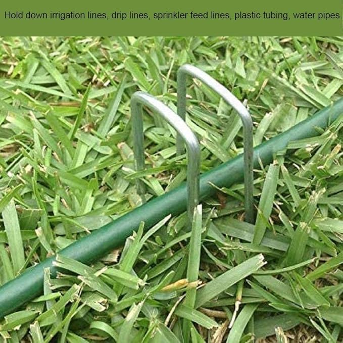 AAGUT 12 Inch Garden Stakes Landscape Staples, 25 Pcs U Shaped 11 Gauge Galvanized Pins Metal Fence Ground Stakes for Gardening, Chicken Wire, Irrigation Tubing, Camping Tent, Secure Lawn Fabric